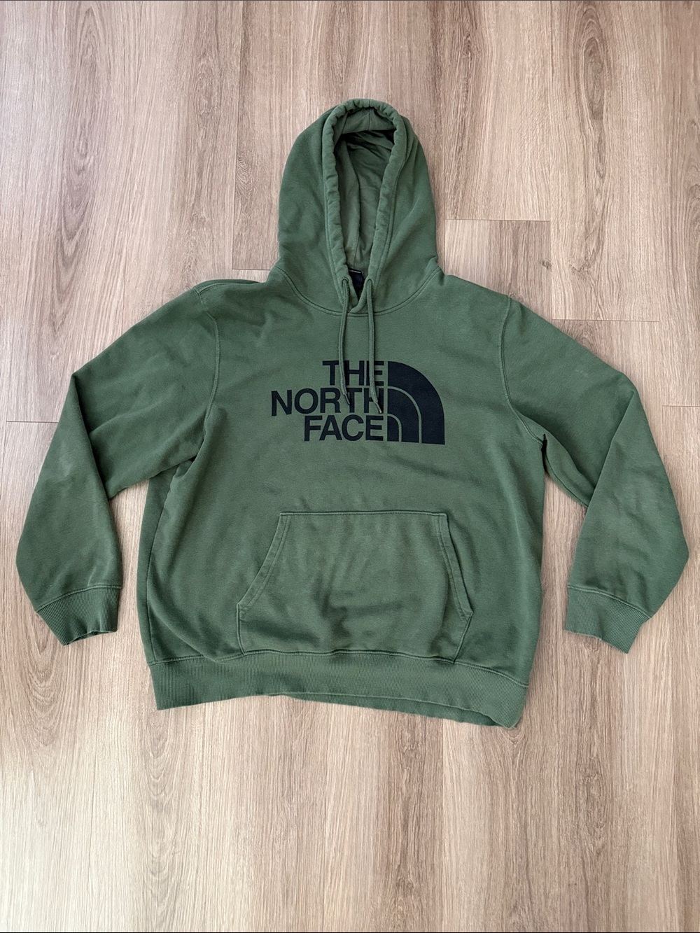 The North Face Men's Crewneck Hoodie in Olive Green with Black Logo